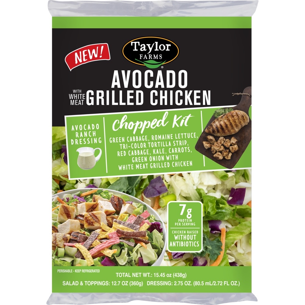 slide 1 of 1, Taylor Farms Avocado Ranch Grilled Chicken Chopped Salad Kit, 15.25 oz