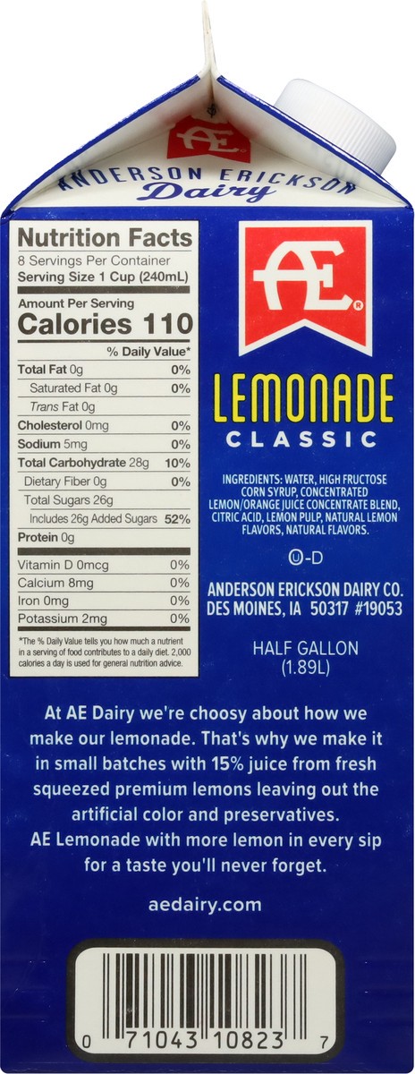 slide 7 of 9, Anderson Erickson Dairy AE Dairy Lemonade, 64 fl oz