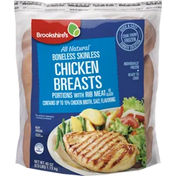 BROOKSHIRE BROTHERS Uncooked, B/S Chicken Breasts Portions with Rib Meat, Ice Glazed