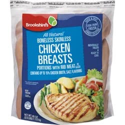 BROOKSHIRE BROTHERS Uncooked, B/S Chicken Breasts Portions with Rib Meat, Ice Glazed