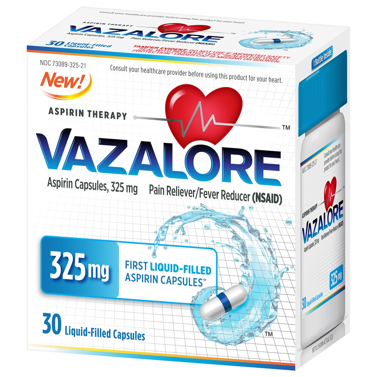 slide 3 of 9, Vazalore Aspirin 325 mg Liquid-Filled Capsules 30 ea, 30 ct