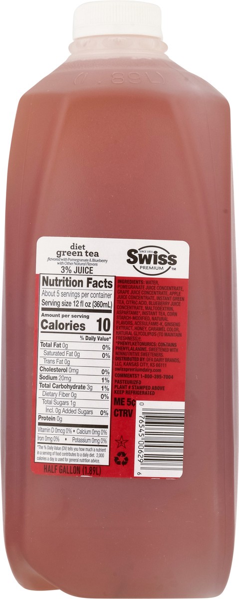 slide 13 of 13, Swiss Premium Diet Pomegranate & Blueberry Green Tea- 1/2 gal, 1/2 gal