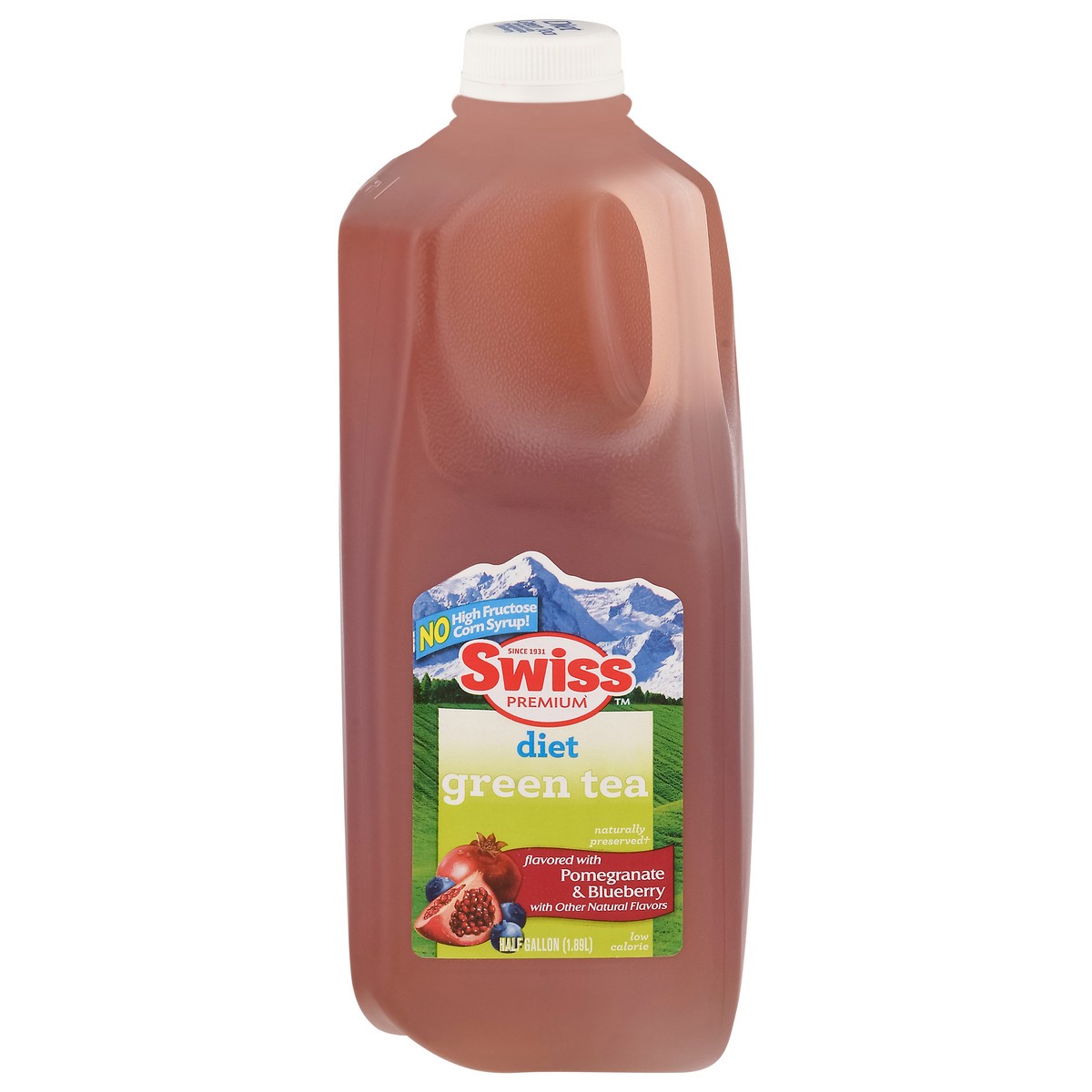 slide 10 of 13, Swiss Premium Diet Pomegranate & Blueberry Green Tea- 1/2 gal, 1/2 gal