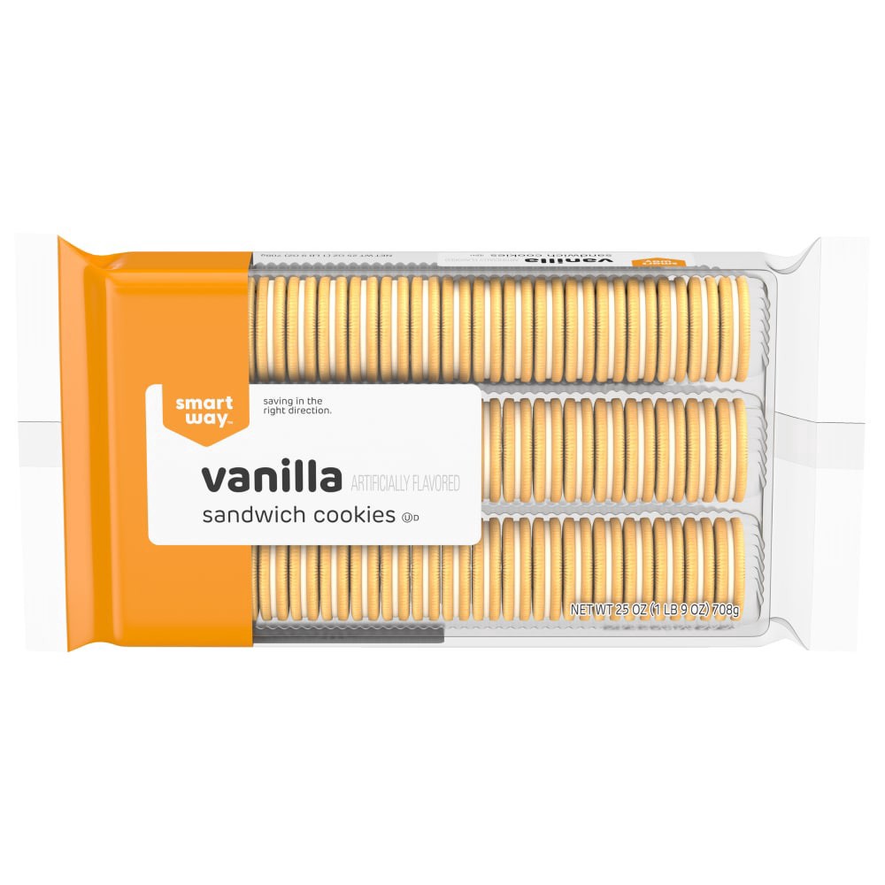 slide 1 of 2, Smart Way Vanilla Sandwich Cookies, 25 oz