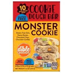 Dible Dough Monster Cookie Gluten-Free Cookie Dough Bar - 10 Count, 7.4 oz