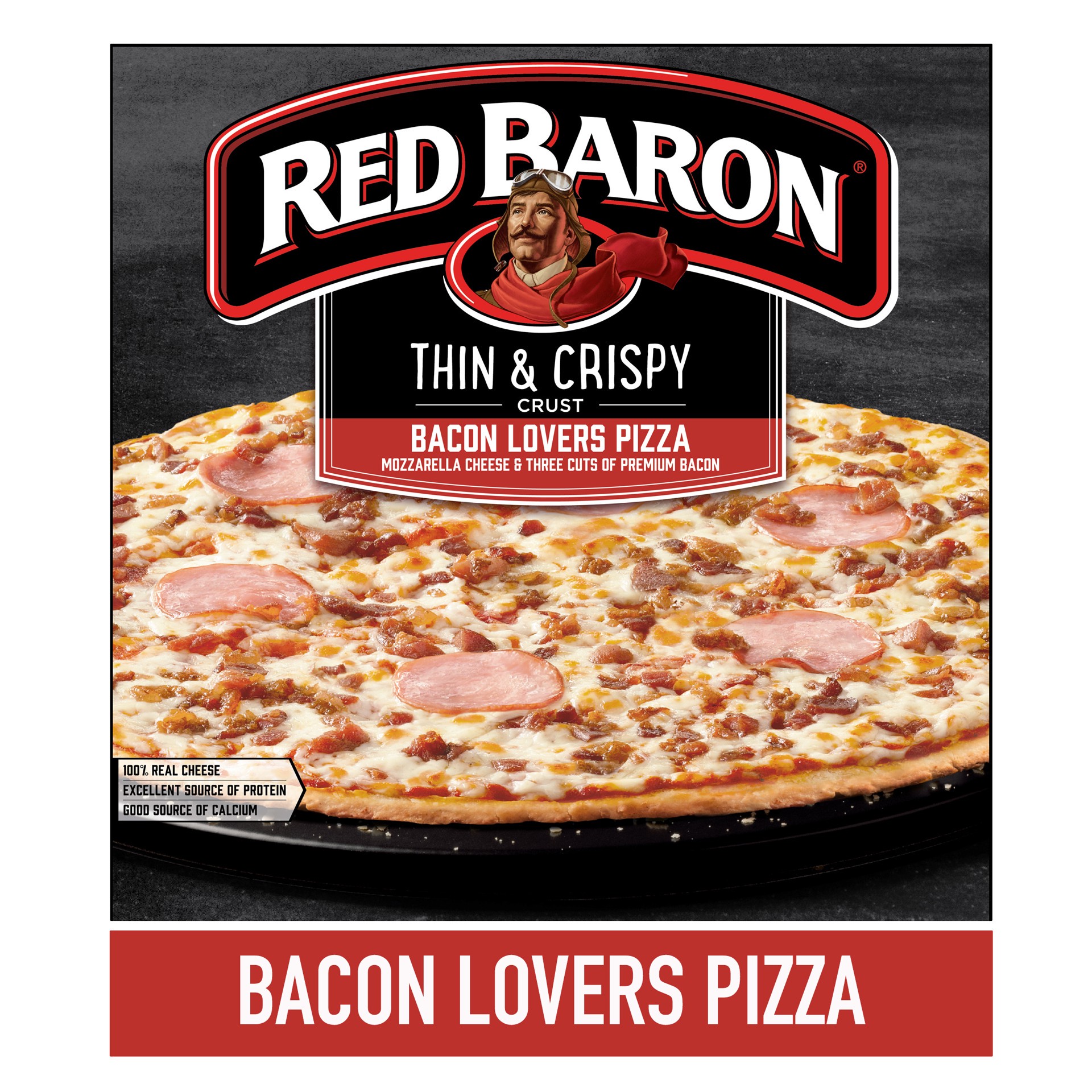 slide 3 of 5, Red Baron Bacon Lover's Thin Crust Frozen Pizza, 0.96 lb