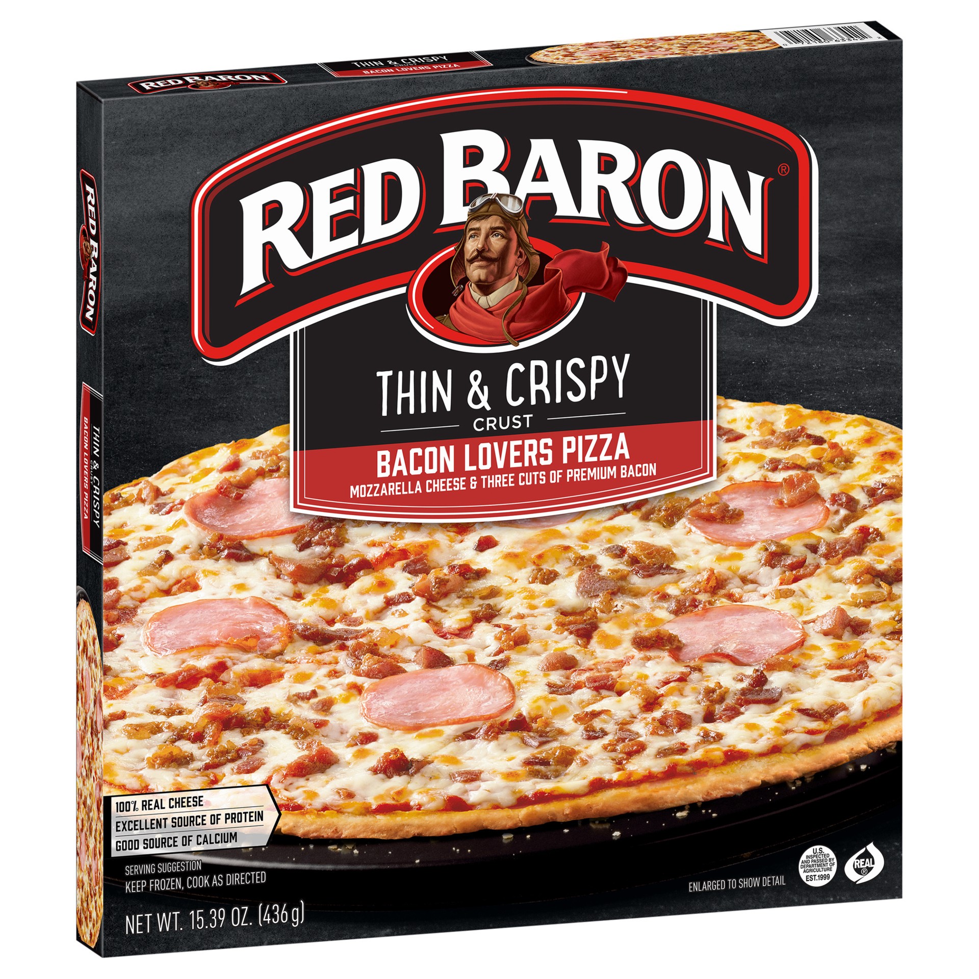 slide 5 of 5, Red Baron Bacon Lover's Thin Crust Frozen Pizza, 0.96 lb