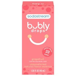 Sodastream Bubly Drops Unsweetened Natural Flavor Essence Grapefruit 1.36 Fl Oz