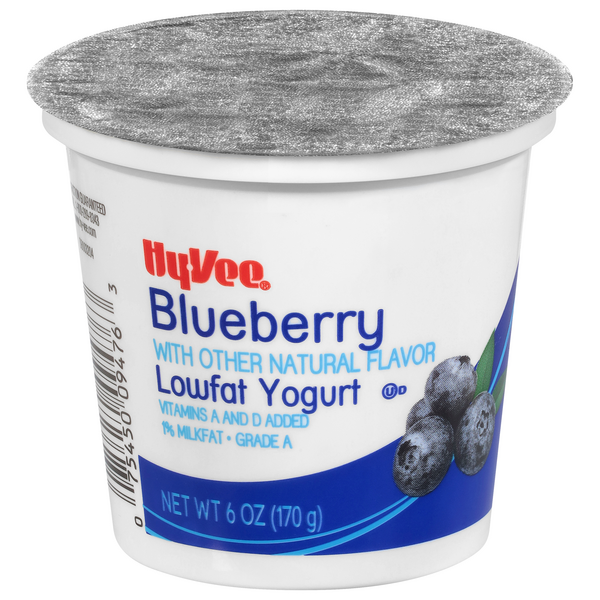 slide 1 of 1, Hy-vee Blueberry Lowfat Yogurt, 6 oz