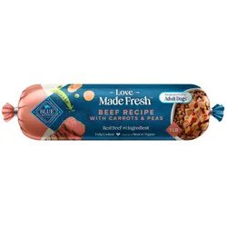 Blue Buffalo Love Made Fresh Natural Adult Dog Food, Refrigerated, Beef With Carrots and Peas, Fresh Dog Food, Ready-To-Serve, 1-lb Roll