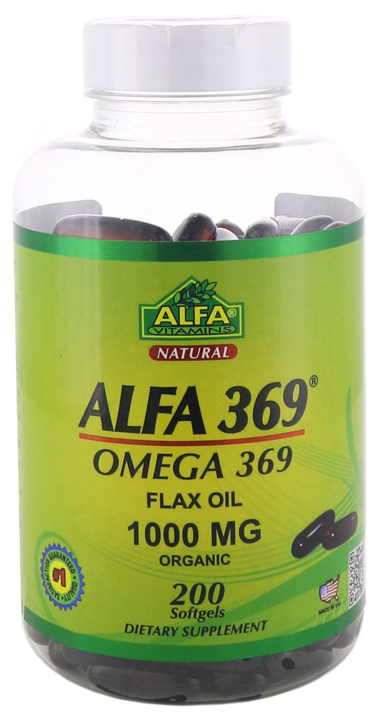 slide 1 of 1, Alfa 369 Omega-369 Flax Oil, 1000 mg, 200 ct