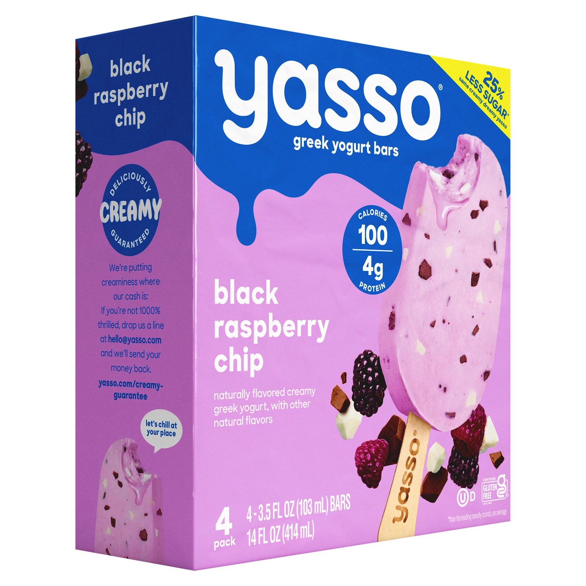 slide 3 of 8, Yasso Black Raspberry Chip Frozen Greek Yogurt Bars, 4 ct