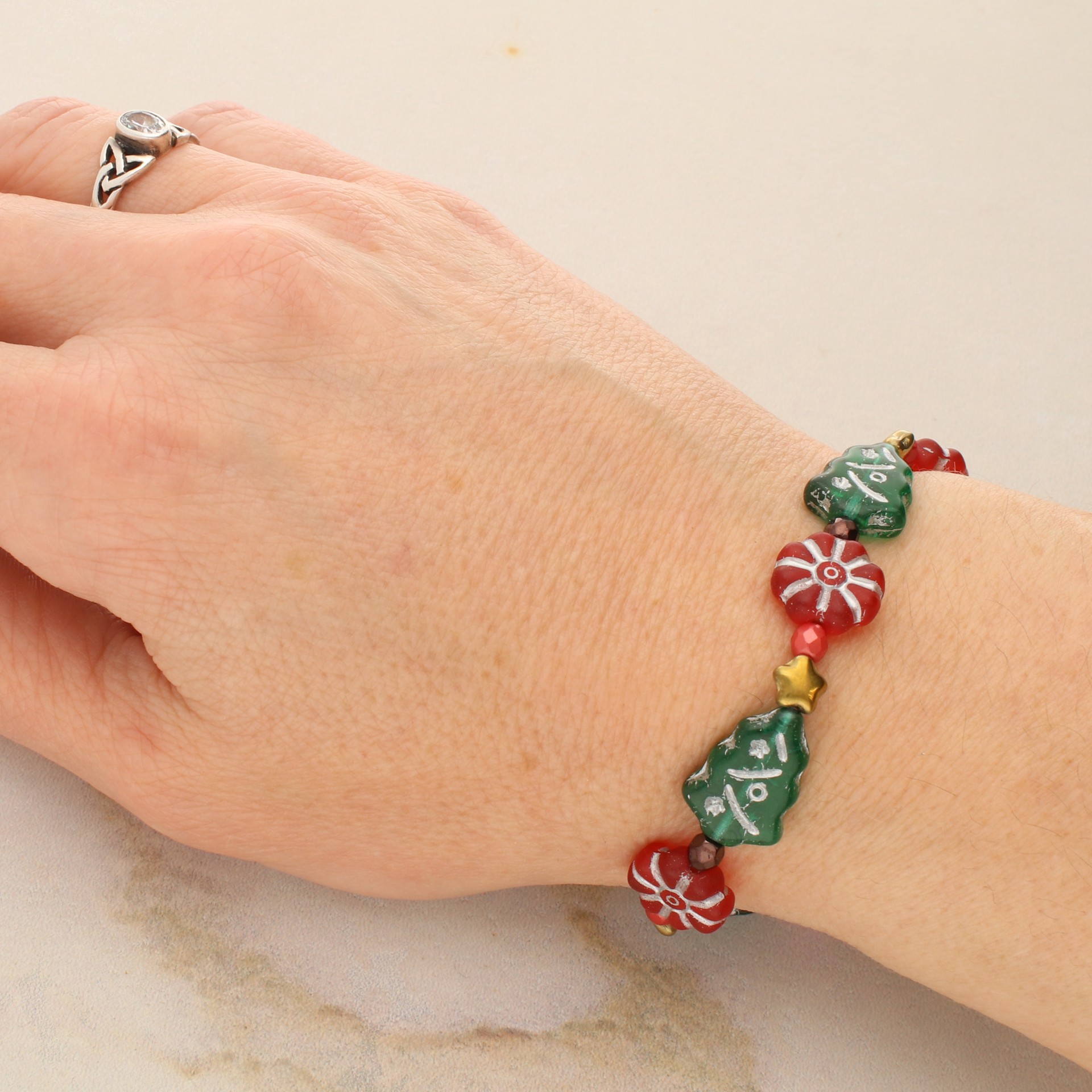 slide 4 of 5, Christmas Cheer Czech Glass Bead Mix By Bead Landing, 3.8mm-17.1mm