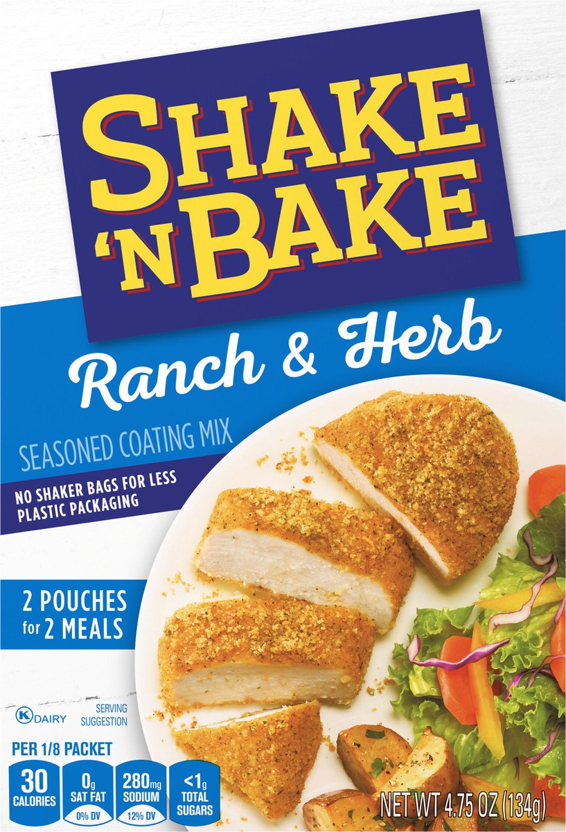 slide 6 of 9, Shake 'N Bake Ranch & Herb Seasoned Coating Mix, 4.75 oz Box, 2 ct Packets, 2 ct