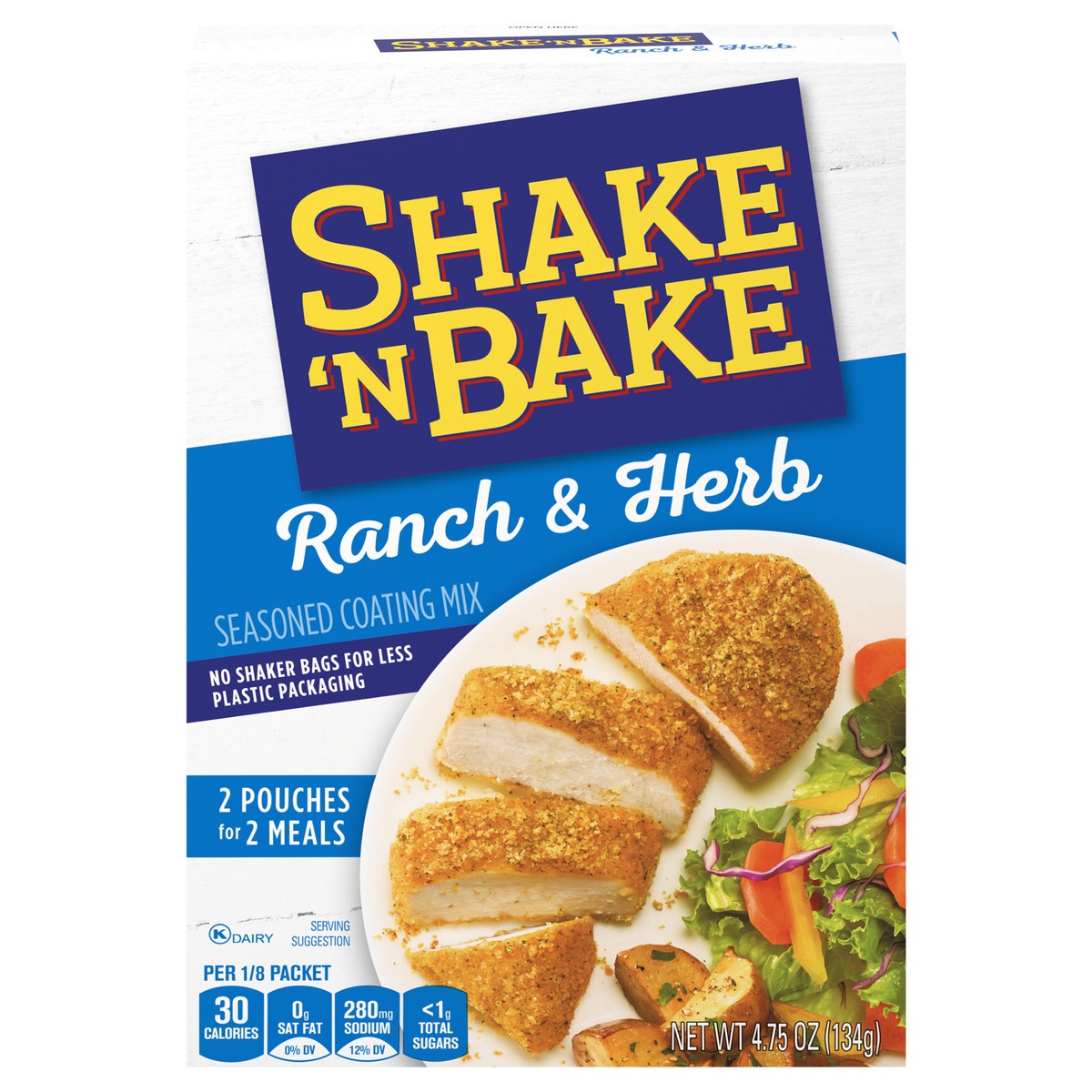 slide 1 of 9, Shake 'N Bake Ranch & Herb Seasoned Coating Mix, 4.75 oz Box, 2 ct Packets, 2 ct