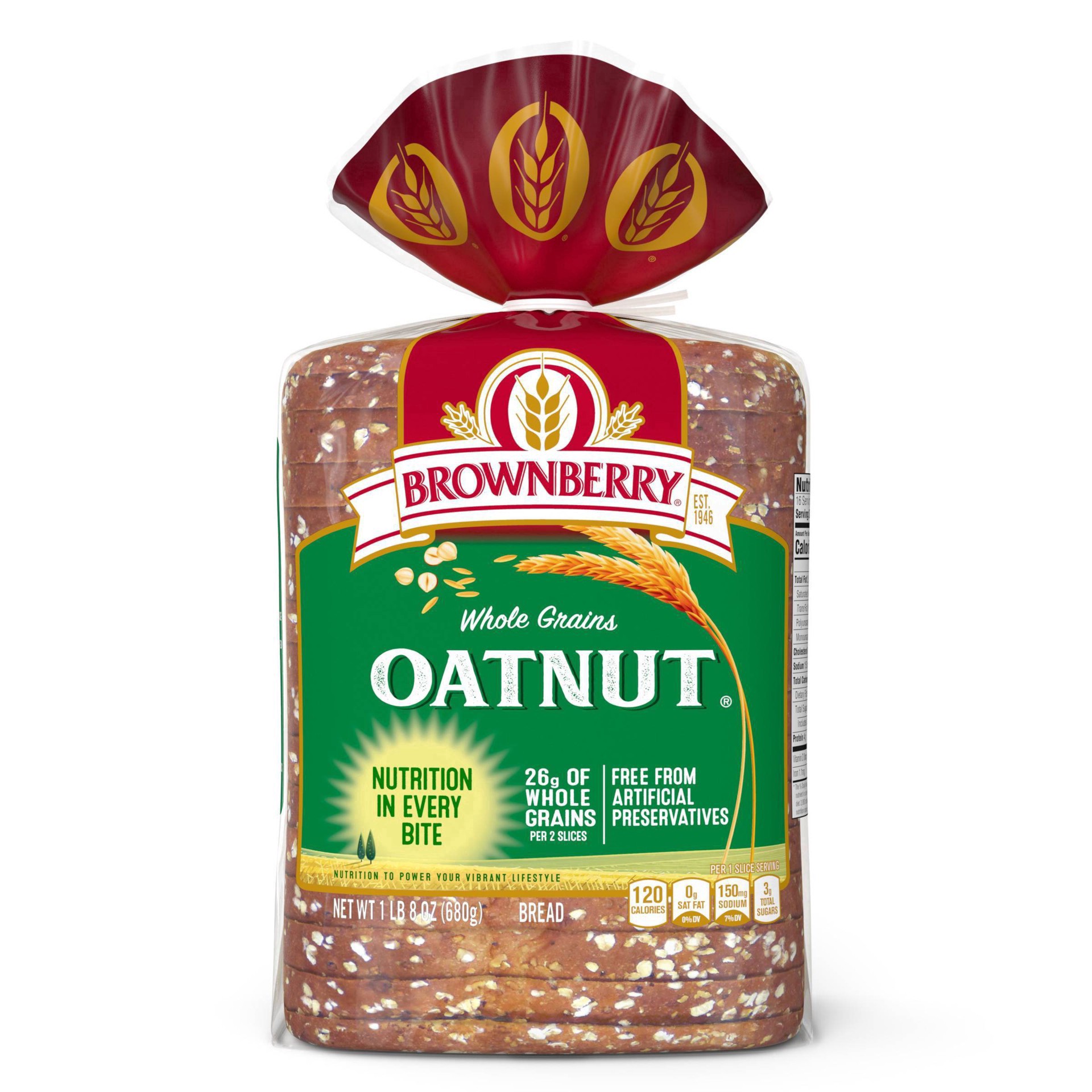 slide 8 of 44, Brownberry Whole Grains Oatnut Bread, 24 oz, 1 ct