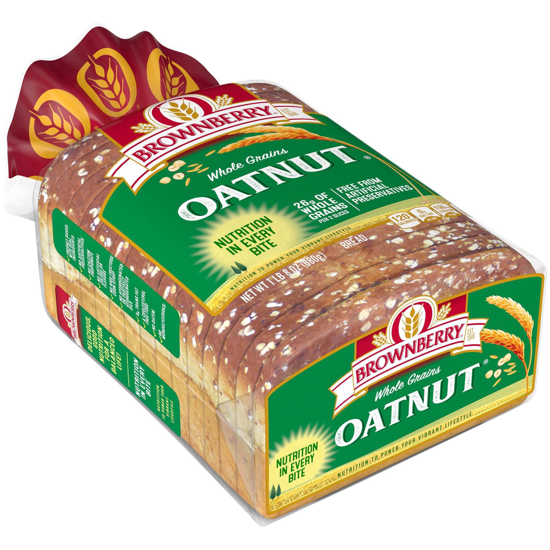 slide 35 of 44, Brownberry Oatnut Bread, 24 oz, Soft Multigrain Bread, Bag, 24 oz