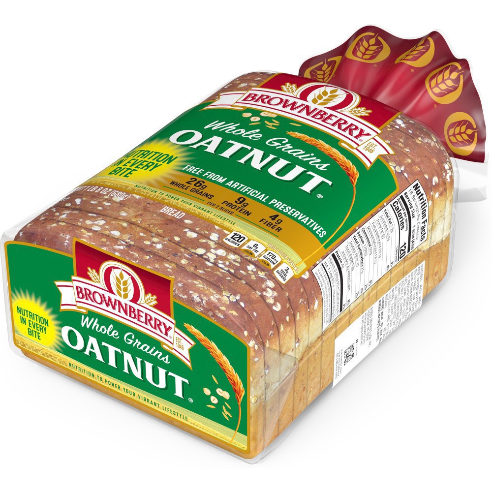 slide 42 of 44, Brownberry Oatnut Bread, 24 oz, Soft Multigrain Bread, Bag, 24 oz