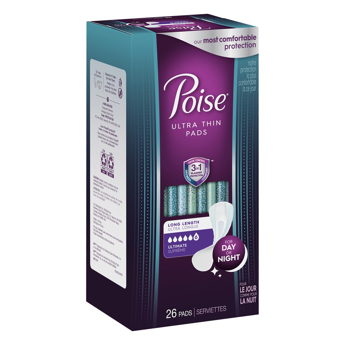 slide 4 of 7, Poise Ultra Thin Ultimate Long Length Pads 26 ea, 26 ct