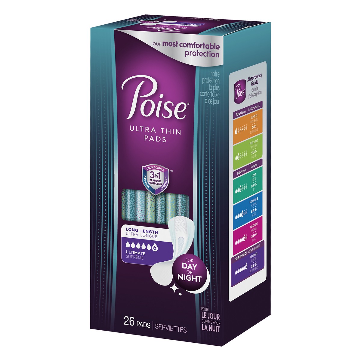 slide 7 of 7, Poise Ultra Thin Ultimate Long Length Pads 26 ea, 26 ct