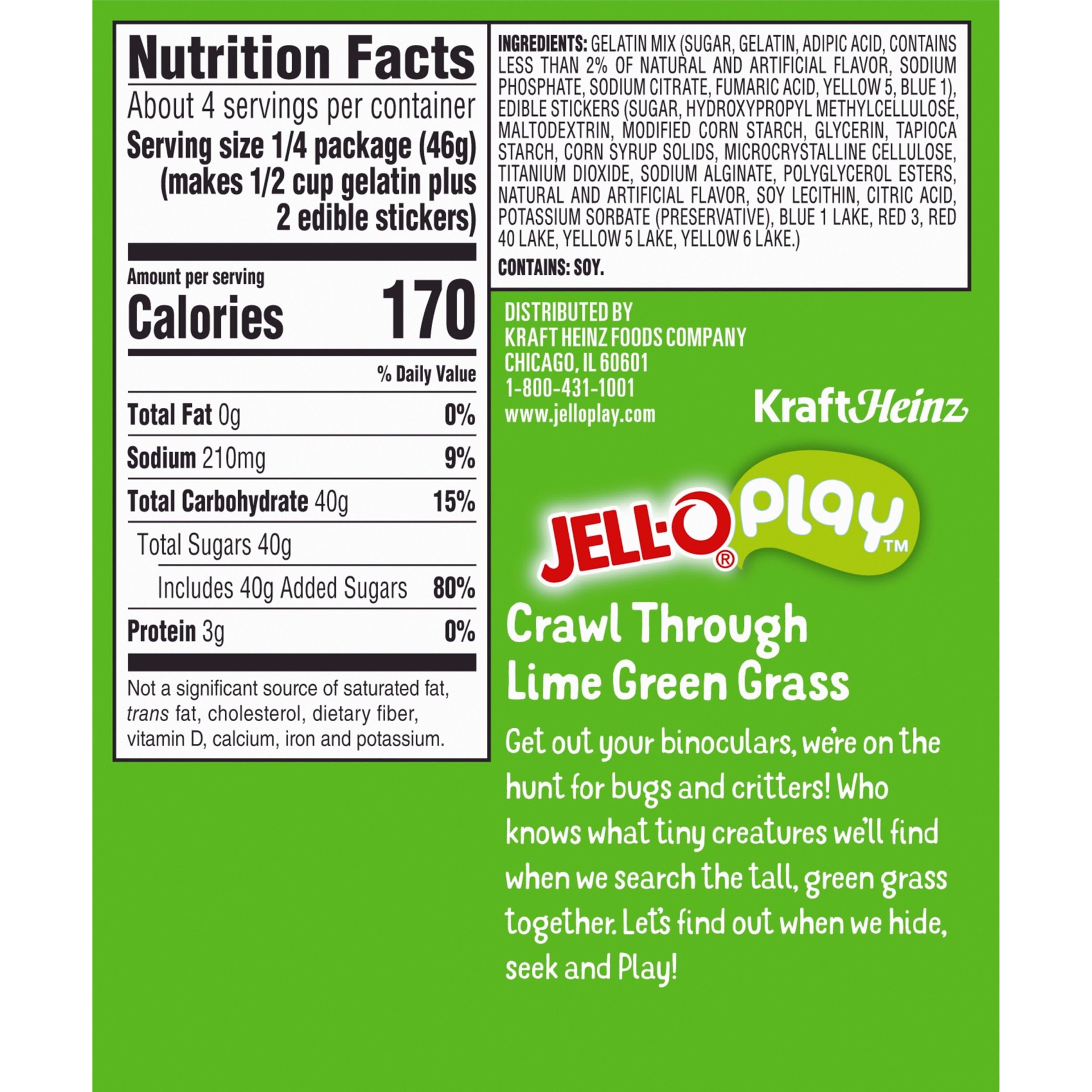 slide 2 of 10, Jell-O Play Edible Grass Lime Gelatin Mix & Edible Stickers Kit, 6 oz Box, 6 oz