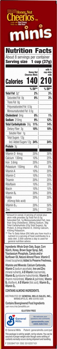 slide 3 of 13, Cheerios Honey Nut Cheerios Minis Breakfast Cereal, Made with Whole Grains, 10.8 oz, 10.8 oz