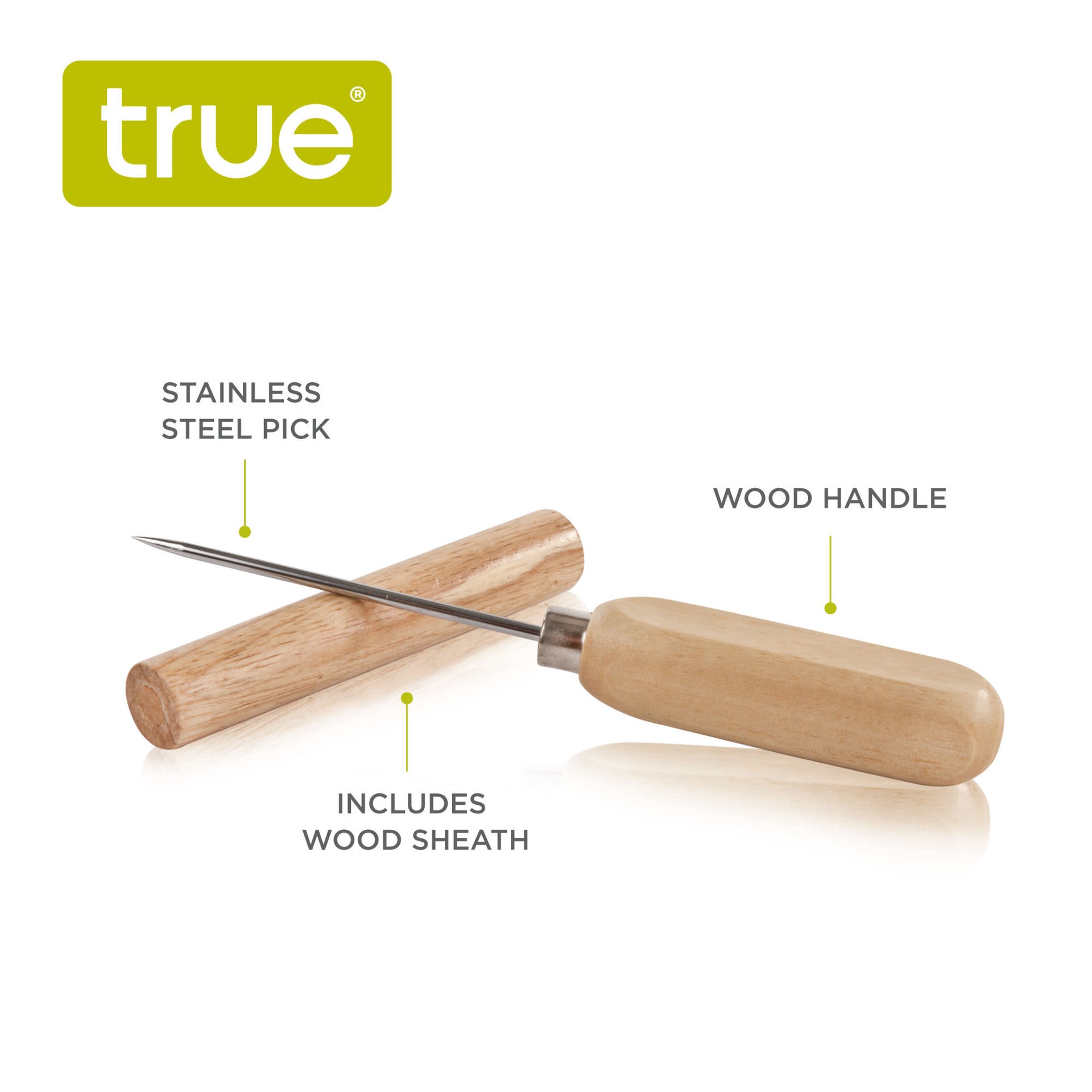 slide 3 of 5, True Spike Wood Ice Pick, Wood Handle Stainless Steel Ice Shaper, Bar & Cocktail Tools, 1 ct