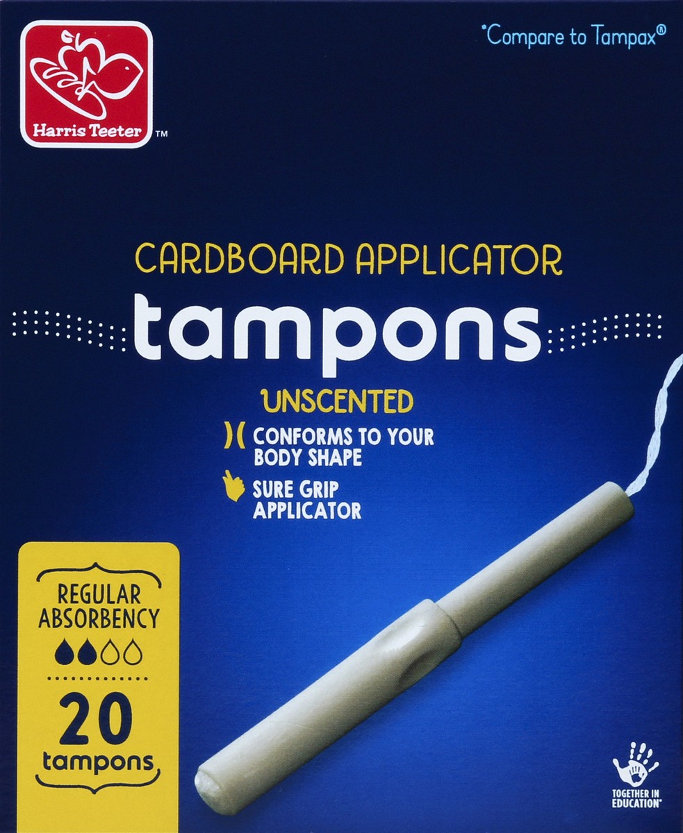 slide 4 of 5, Harris Teeter Cardboard Applicator Tampons - Regular, 20 ct