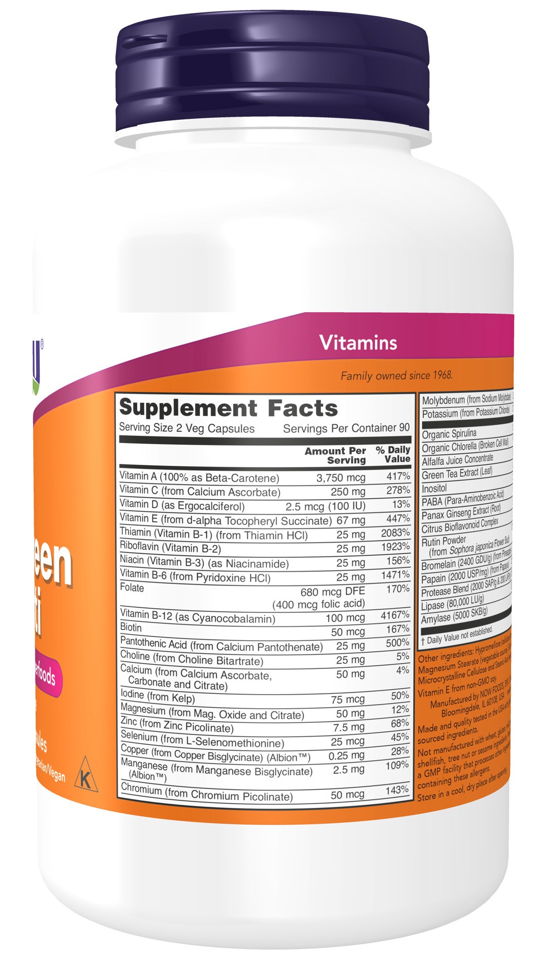 slide 3 of 4, NOW EcoGreen Multi Vitamin - 180 Veg Capsules, 180 ct