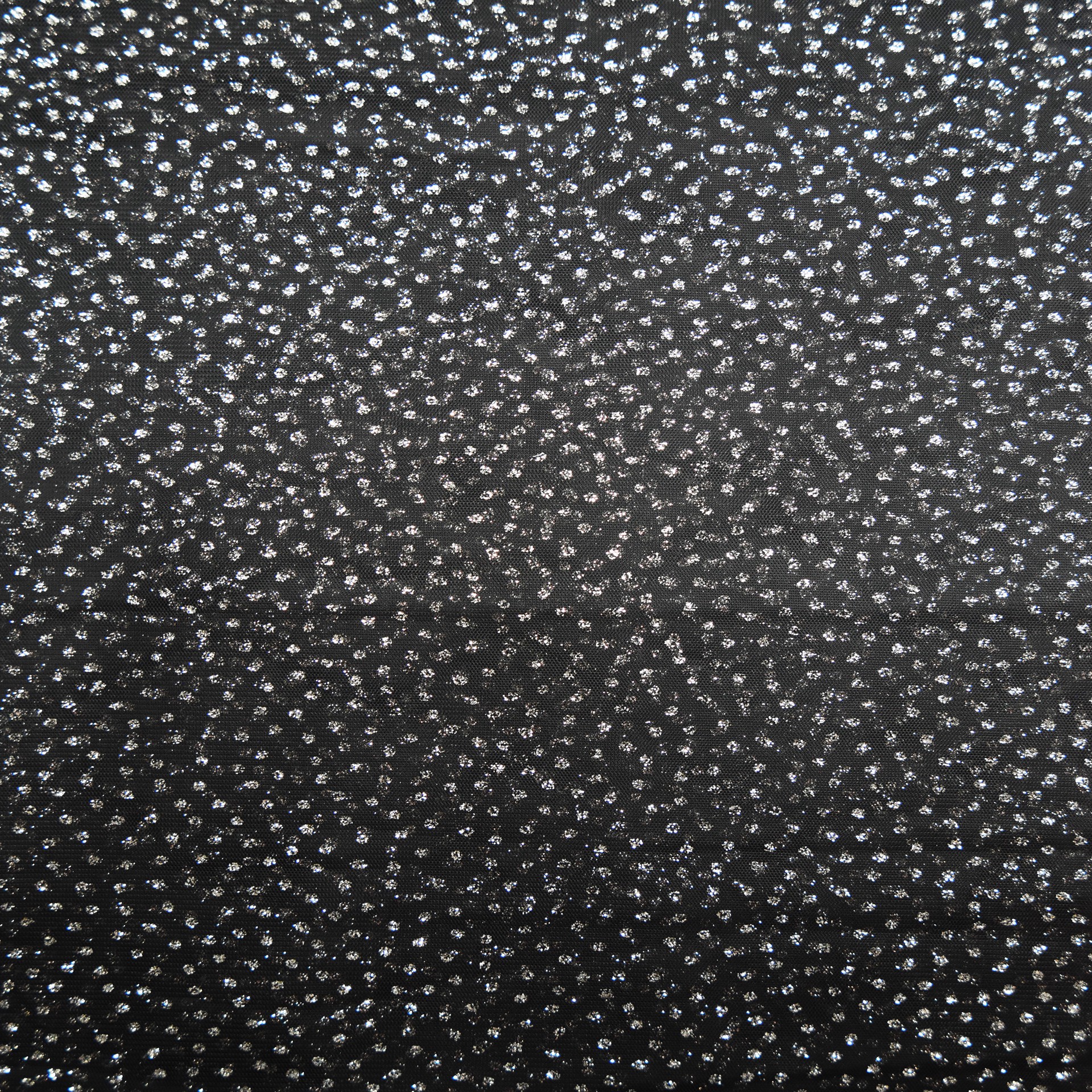 slide 4 of 6, Feldman Black With Silver Glitter Dots Mesh, 58 in