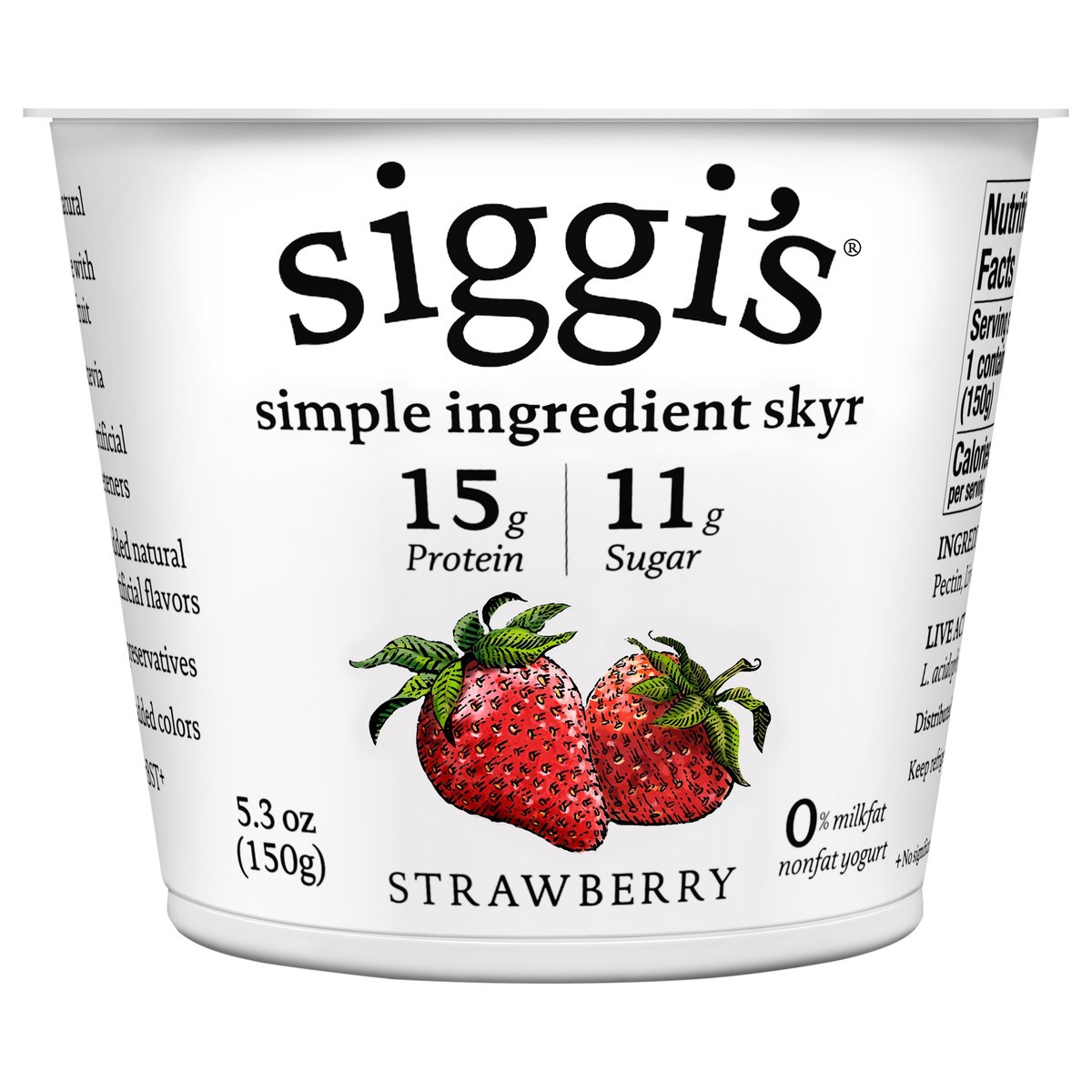slide 1 of 3, Siggi's siggi’s Icelandic Skyr Nonfat Yogurt, Strawberry, 5.3 oz