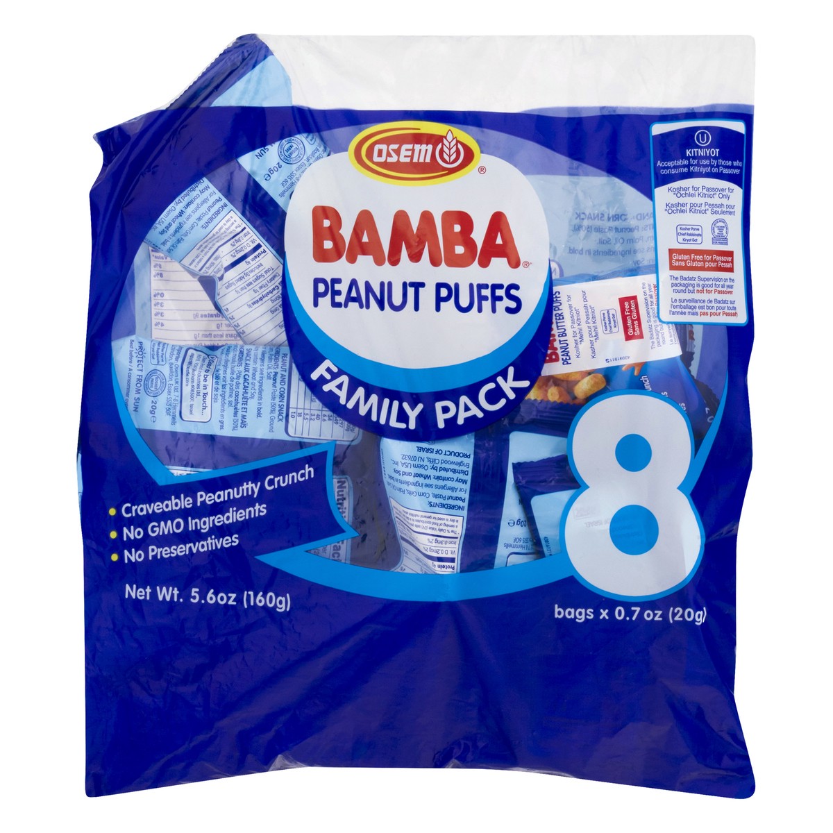 slide 10 of 13, Osem Bamba Peanut Butter Puffs Family Pack 8 - 0.7 oz Bags, 5.6 oz