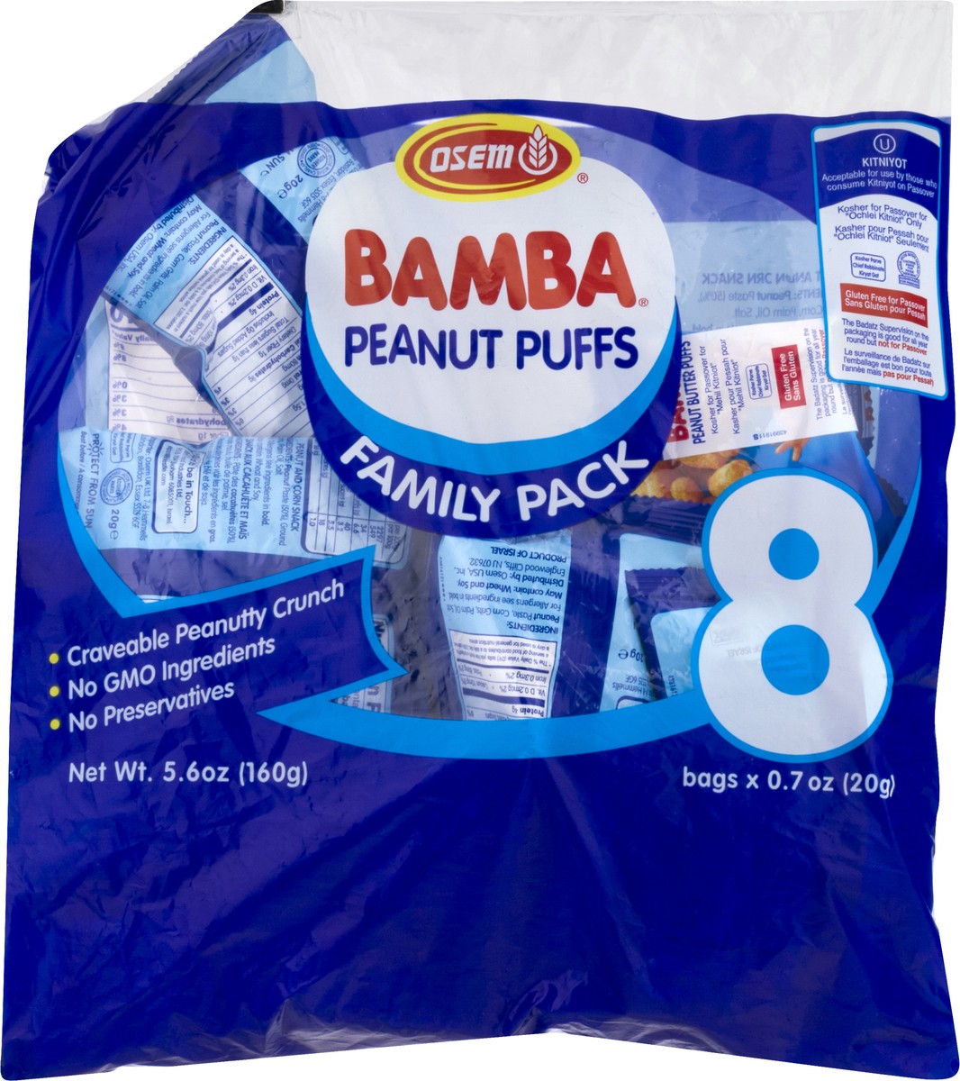 slide 13 of 13, Osem Bamba Peanut Butter Puffs Family Pack 8 - 0.7 oz Bags, 5.6 oz