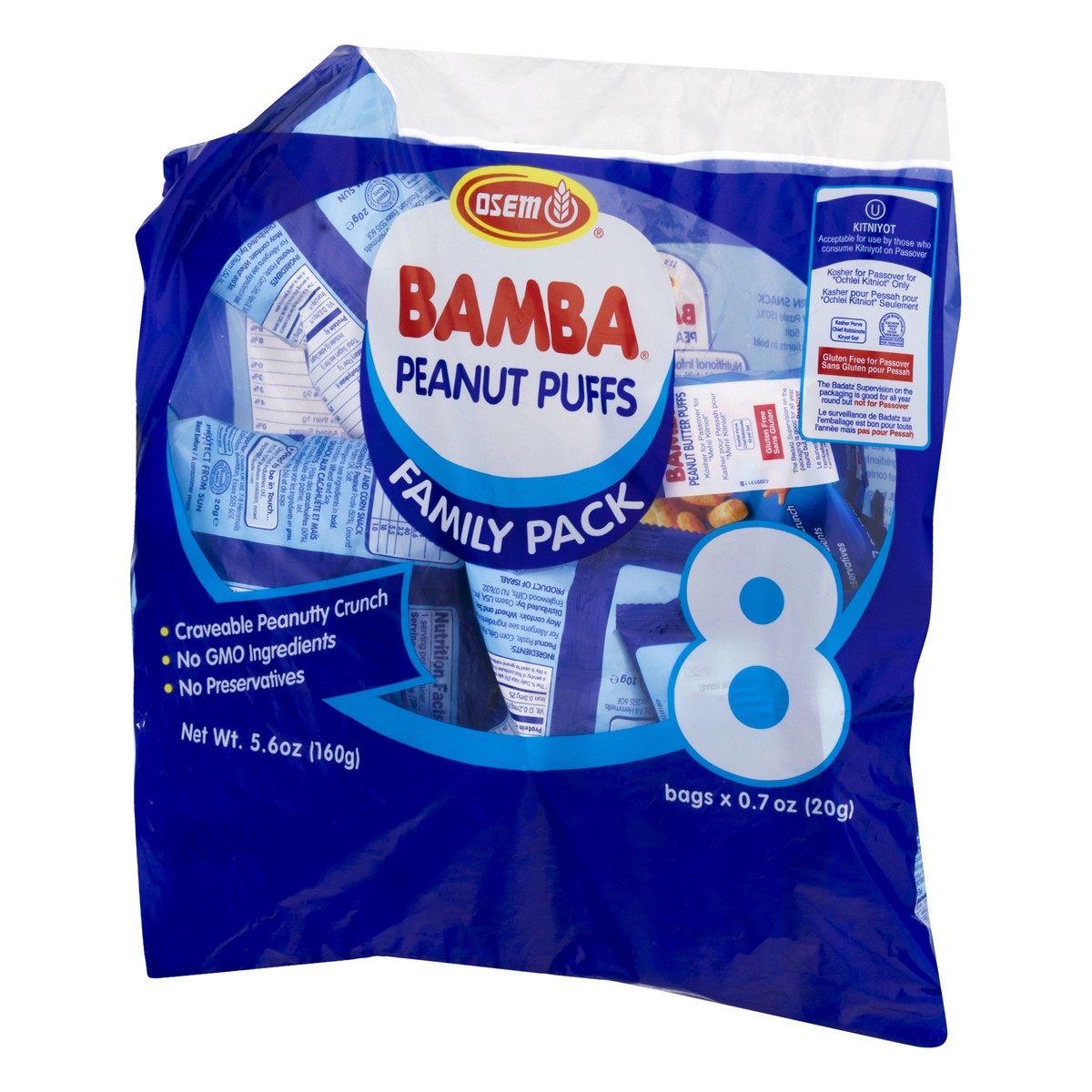 slide 8 of 13, Osem Bamba Peanut Butter Puffs Family Pack 8 - 0.7 oz Bags, 5.6 oz