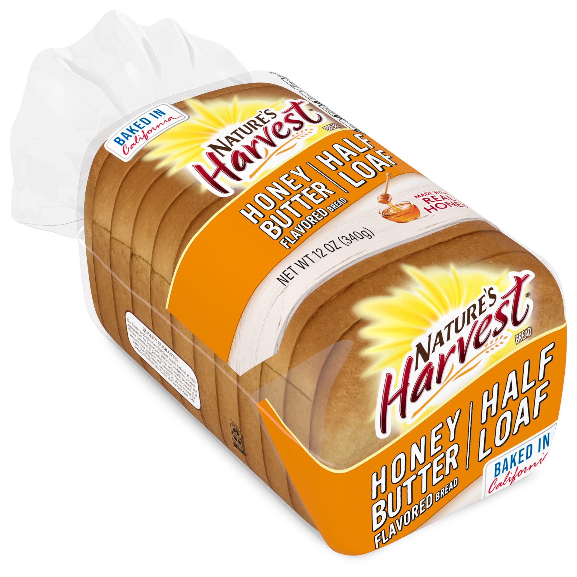slide 5 of 7, Nature's Harvest Honey Butter Bread, Half Loaf, 12 oz, Bread, Bag, 12 oz
