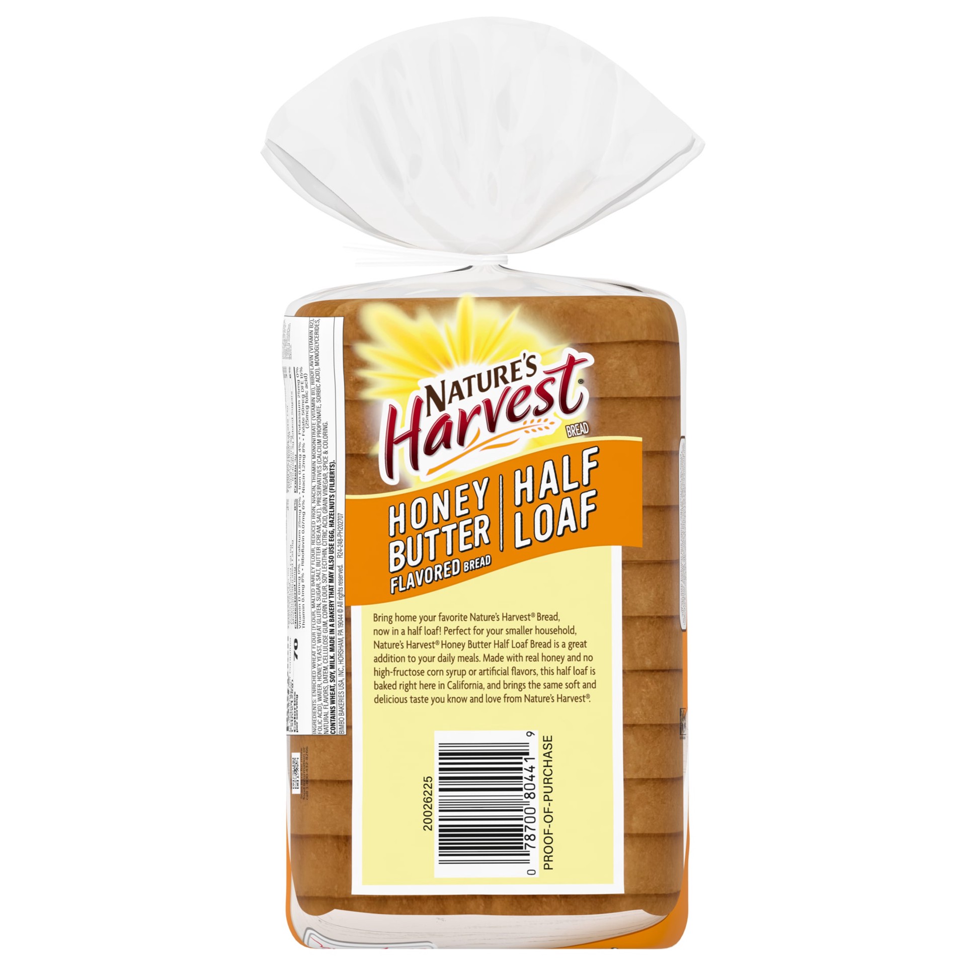 slide 2 of 7, Nature's Harvest Honey Butter Bread, Half Loaf, 12 oz, Bread, Bag, 12 oz