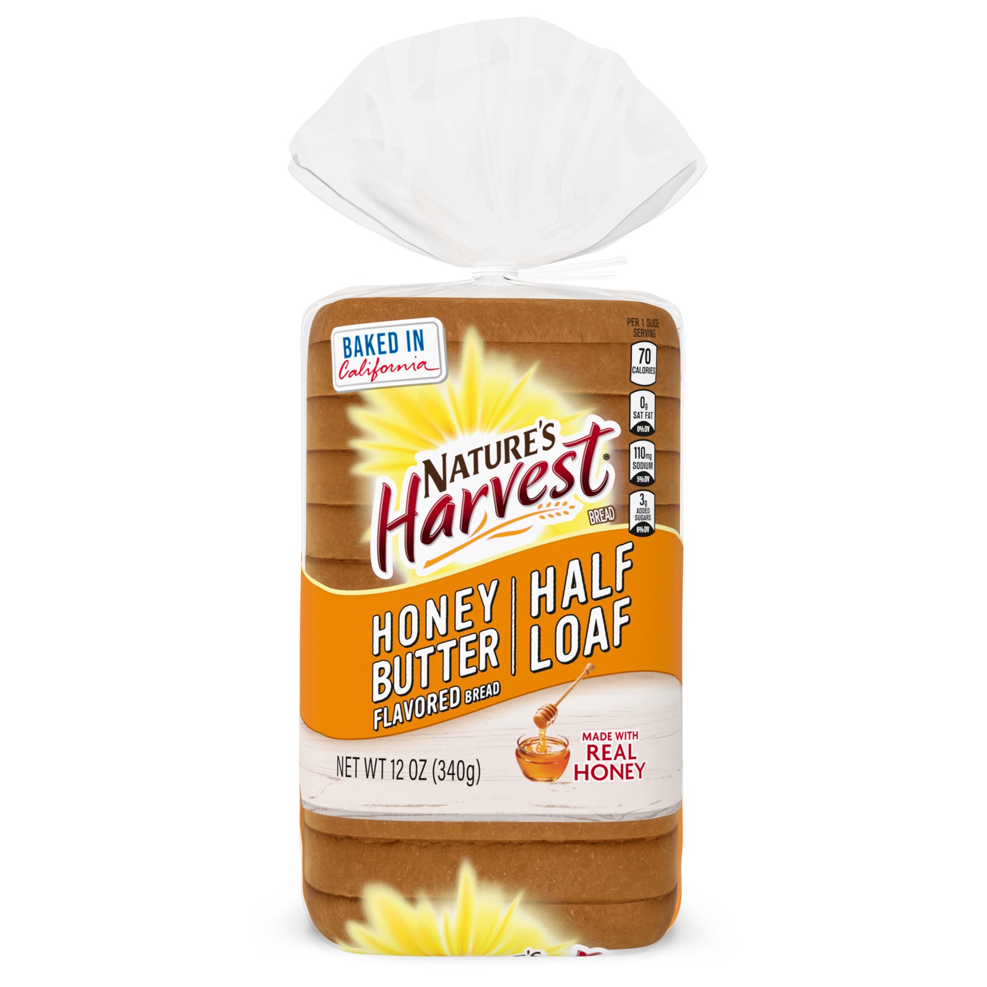 slide 4 of 7, Nature's Harvest Honey Butter Bread, Half Loaf, 12 oz, Bread, Bag, 12 oz