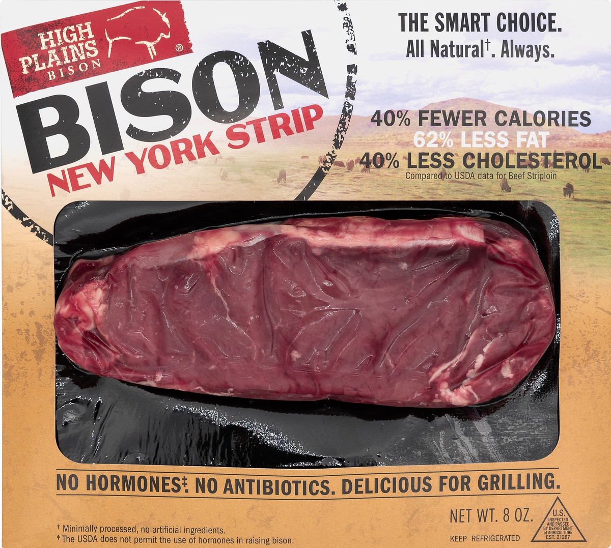 slide 5 of 6, High Plains Bison New York Strip Bison 8 oz, 8 oz