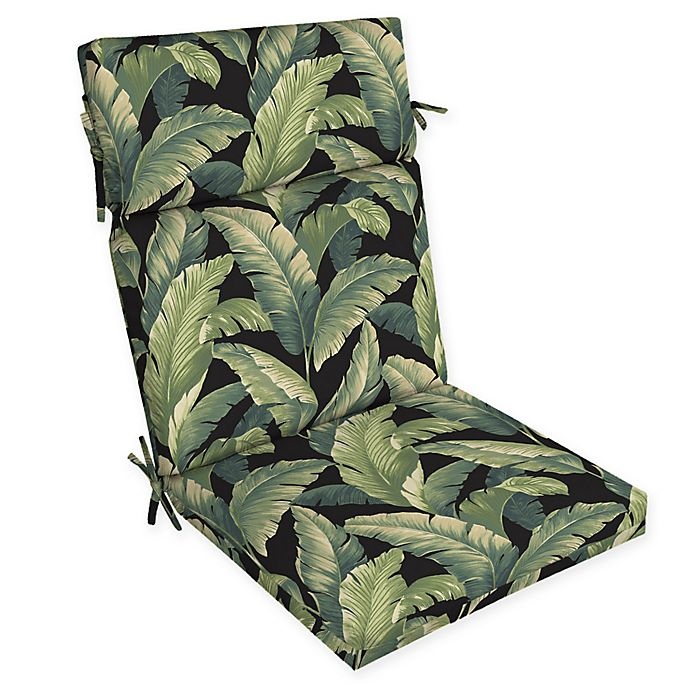 slide 1 of 2, Arden Selections Medallion Print Outdoor Dining Chair Cushion - Black/Green, 1 ct