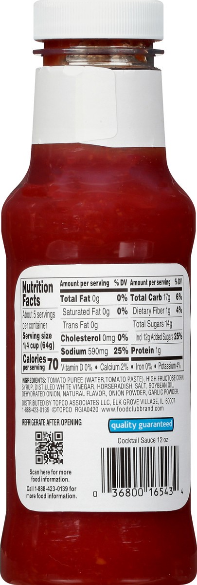 slide 9 of 9, Food Club Cocktail Sauce 12 oz Bottle, 12 oz