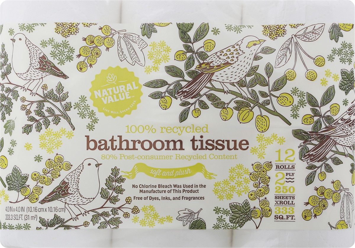 slide 1 of 11, Natural Value Sustainable Bath Tissue, 12 ct