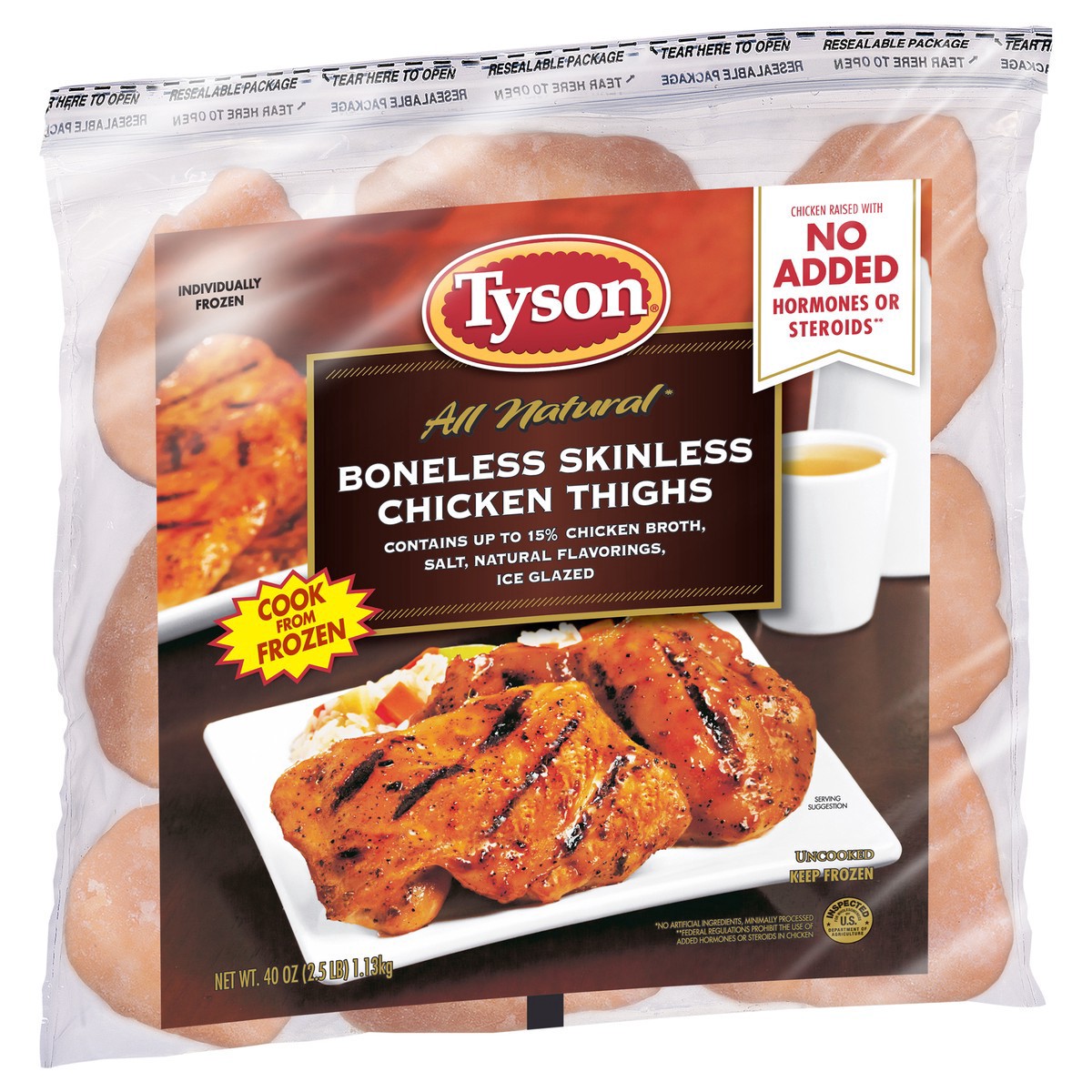 slide 5 of 5, Tyson Boneless Skinless Chicken Thighs, 2.5 lb. (Frozen), 1.13 kg