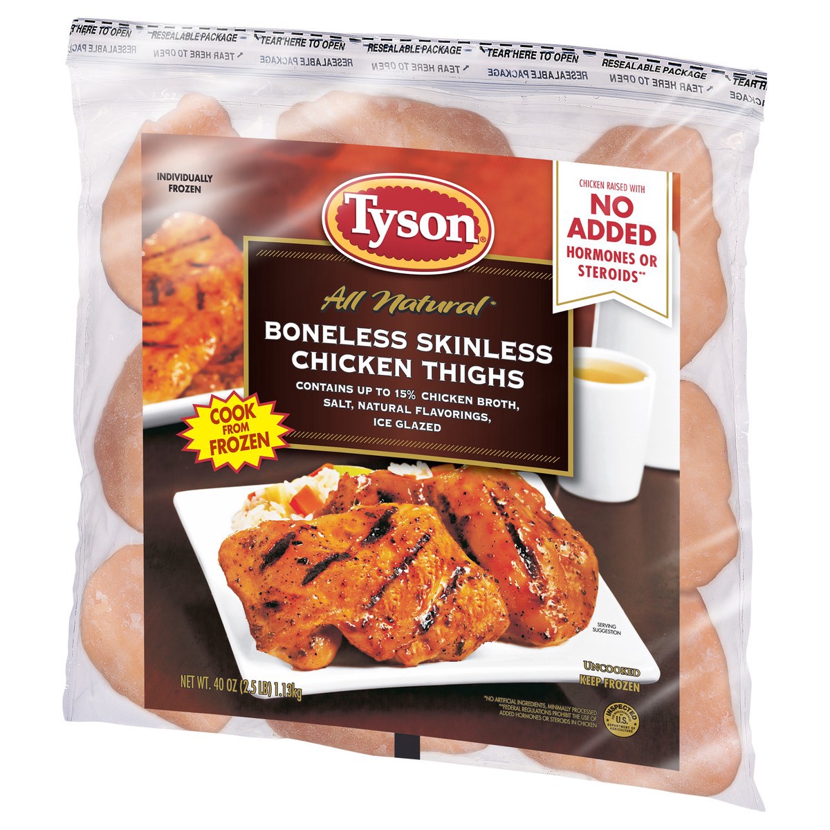 slide 3 of 5, Tyson Boneless Skinless Chicken Thighs, 2.5 lb. (Frozen), 1.13 kg