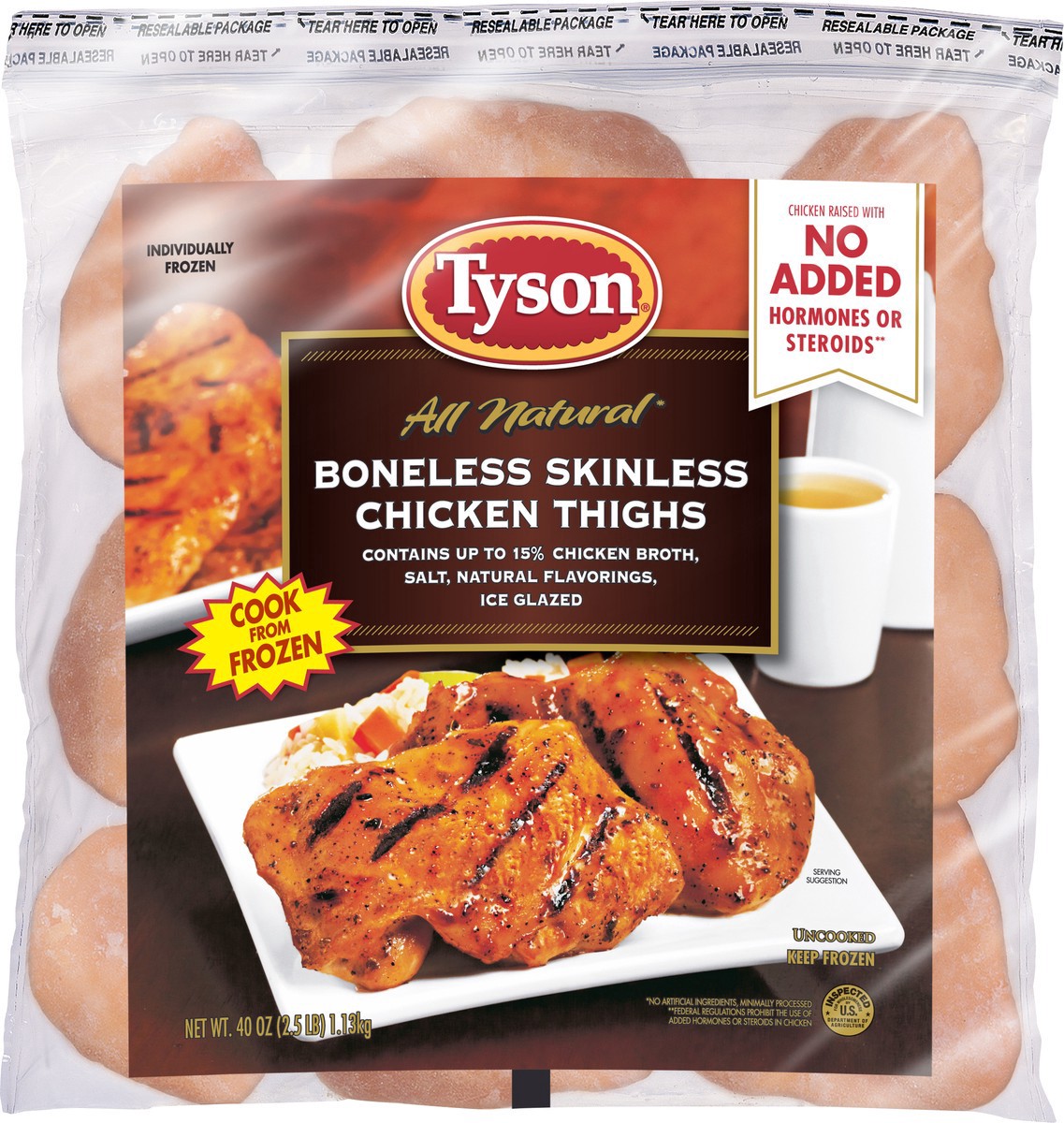 slide 2 of 5, Tyson Boneless Skinless Chicken Thighs, 2.5 lb. (Frozen), 1.13 kg