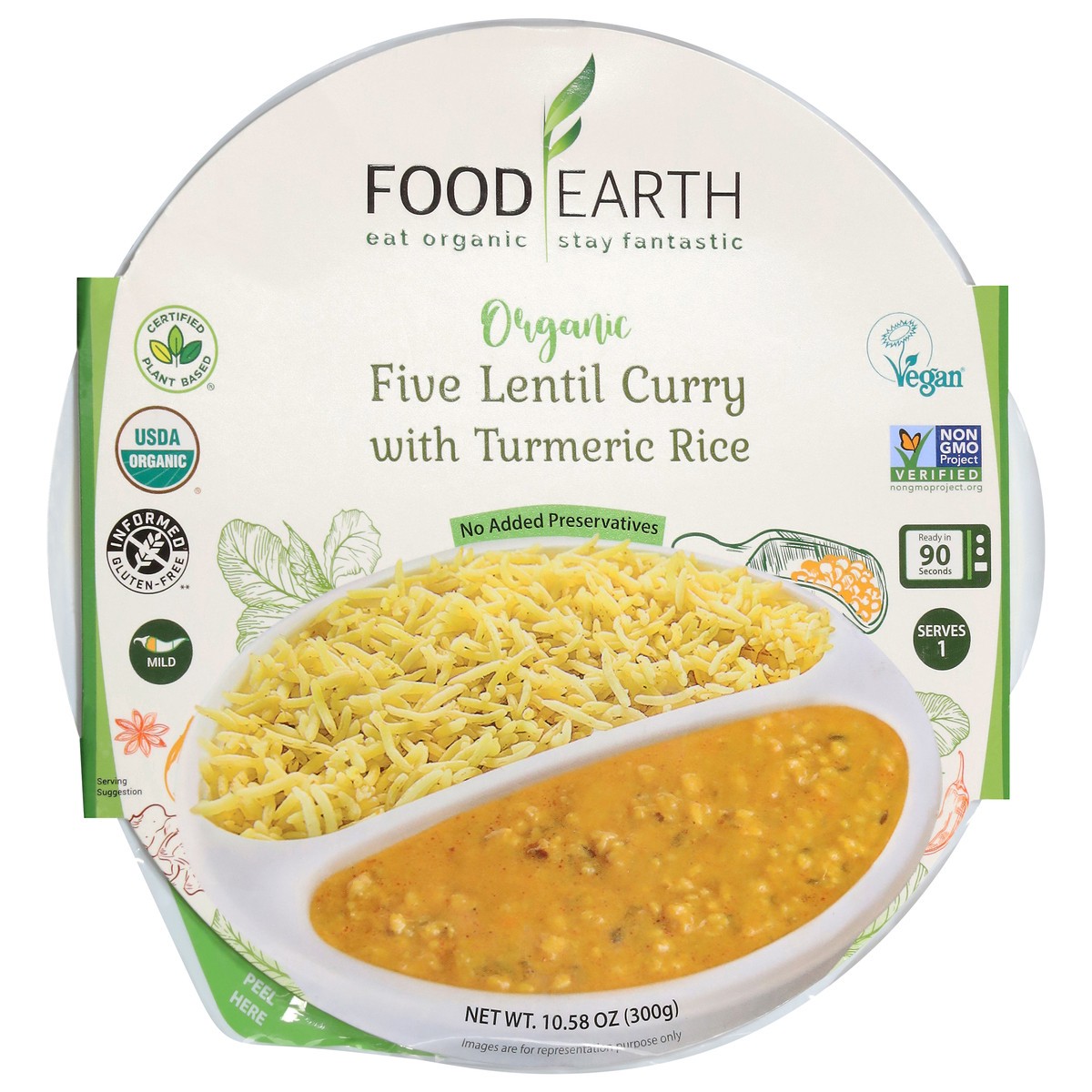 slide 8 of 13, Food Earth Organic Five Lentil Curry with Turmeric Rice 10.58 oz, 10.58 oz