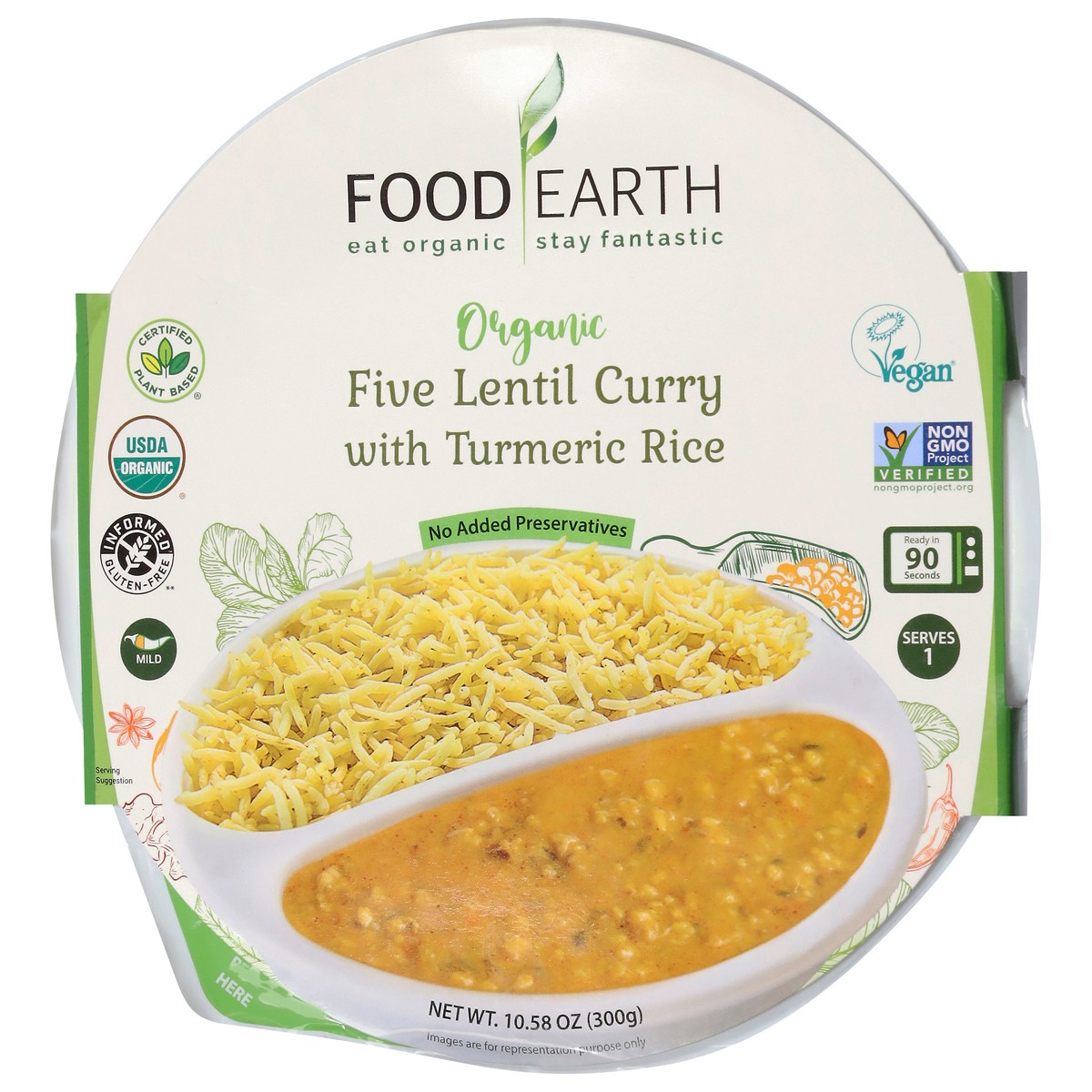 slide 2 of 13, Food Earth Organic Five Lentil Curry with Turmeric Rice 10.58 oz, 10.58 oz