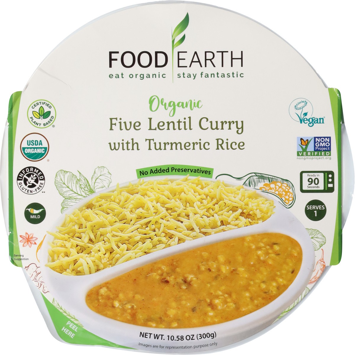 slide 13 of 13, Food Earth Organic Five Lentil Curry with Turmeric Rice 10.58 oz, 10.58 oz