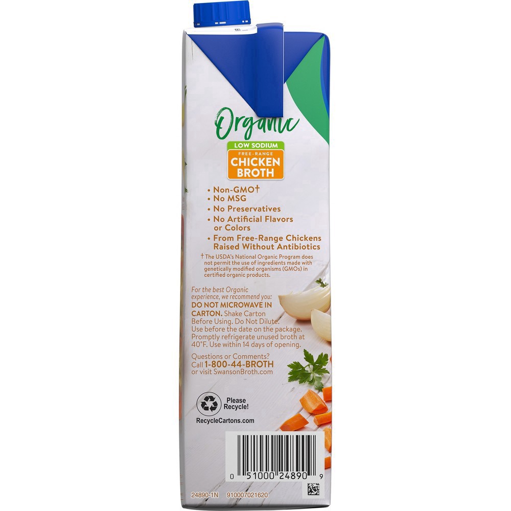 slide 10 of 34, Swanson 100% Natural Low Sodium Organic Chicken Broth, 32 oz Carton, 32 oz