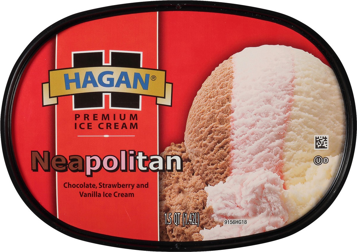 slide 8 of 8, Hagan Premium Neapolitan Ice Cream 1.5 qt. Carton, 1.42 liter