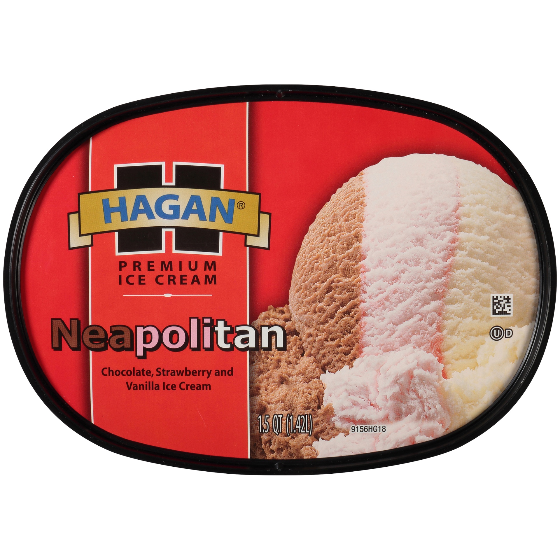 slide 6 of 7, Hagan Neapolitan Premium Ice Cream, 1.5 qt